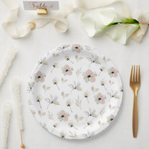 Moderne Minimal Boho Floral Design Papieren Borden