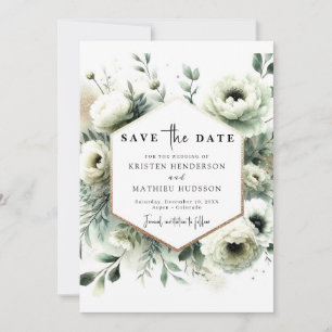 Moderne Minimal Boho Sage Green Wedding Save The Date