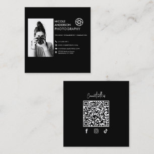 Moderne Minimal Camera Fotograaf Afbeelding Logo Vierkante Visitekaartje