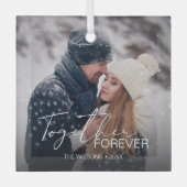 Moderne Minimal Christmas Couple Foto Glas Ornament (Voorkant)