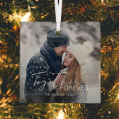 Moderne Minimal Christmas Couple Foto Glas Ornament