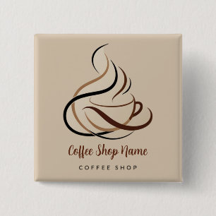 Moderne Minimal Coffee Shop professionele winkel Vierkante Button 5,1 Cm