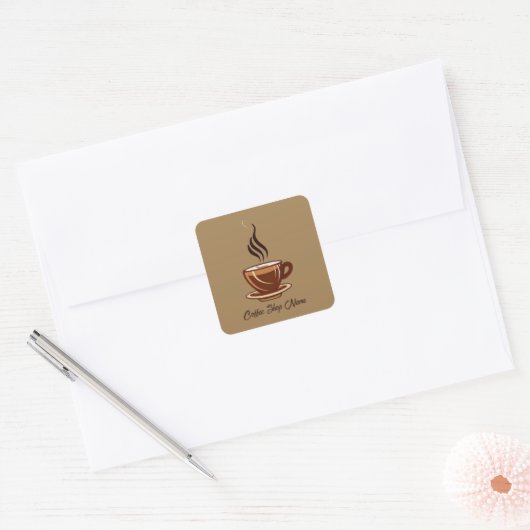Moderne Minimal Coffee Shop professionele winkel Vierkante Sticker (Envelop)
