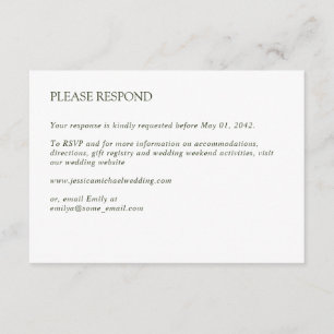 Moderne Minimal Crisp White Wedding RSVP Kaartje