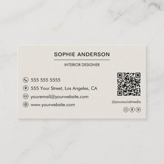 Moderne Minimal Custom Photo Professional Visitekaartje (Achterkant)