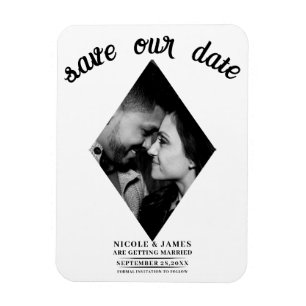 Moderne Minimal Diamant Foto Trouw 'Save the Date' Magneet