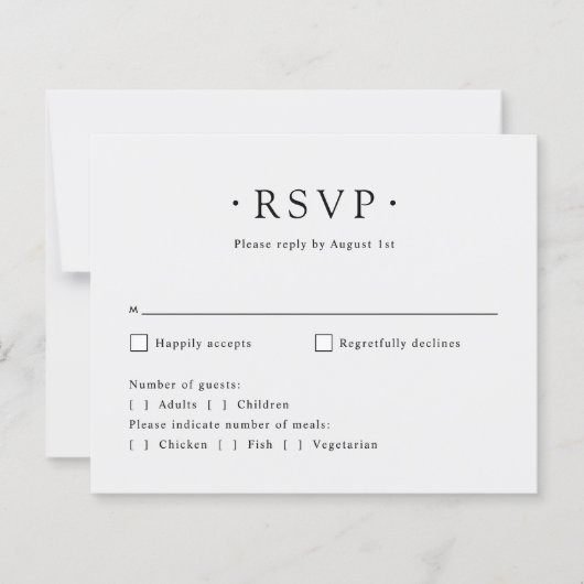 Moderne Minimal Doves Elegant Script Wedding RSVP (Voorkant)