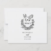Moderne Minimal Duiven Elegant Script Trouw RSVP (Achterkant)