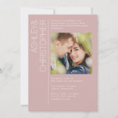 Moderne Minimal Dusty Roos Engagement Party Foto Kaart (Voorkant)