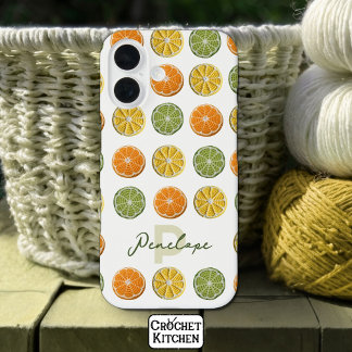 Moderne Minimal Fresh Crochet Citrus Slices Naam iPhone 16 Hoesje
