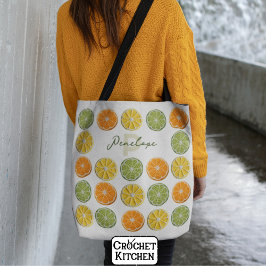 Moderne Minimal Fresh Crochet Citrus Slices Naam Draagtas