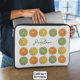 Moderne Minimal Fresh Crochet Citrus Slices Naam Laptop Sleeve