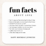 Moderne Minimal Fun Facts Anniversaire Année<br><div class="desc">Le Dessous de verre de papier d'anniversaire minimal moderne offre une combinaison audacieuse de polices. Écrivez tous les faits amusants de l'année de votre naissance,  pour célébrer votre anniversaire en style.</div>