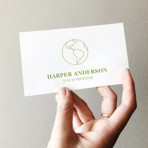 Moderne Minimal Green Earth Logo Milieuvriendeli Visitekaartje