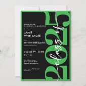 Moderne Minimal Green Typography Graduation Party Kaart (Voorkant)