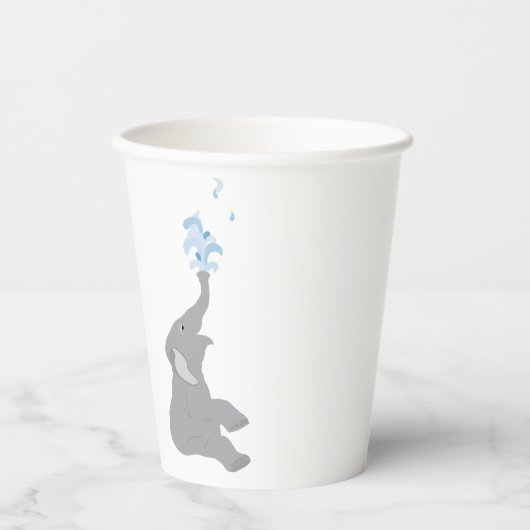 Moderne Minimal Grey Elephant Douche Verjaardagscu Papieren Bekers (Voorkant)