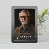 Moderne Minimal Grey Foto Retirement Party Folie Uitnodiging (Staand Voorkant)