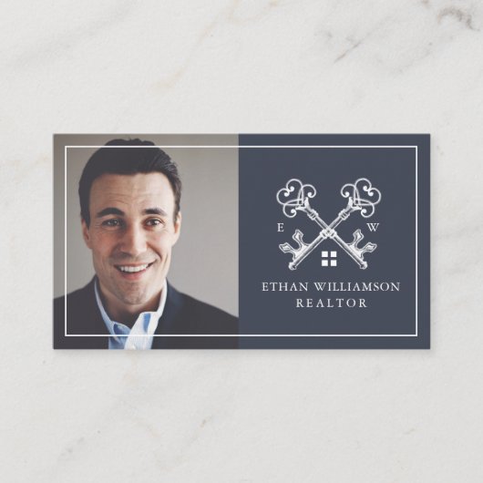 Moderne Minimal  Key Real Estate Logo Visitekaartje (Voorkant)