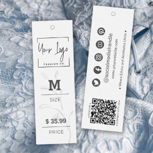 Moderne minimal leaf sociale QR kledingstuk prijs Contactkaartje