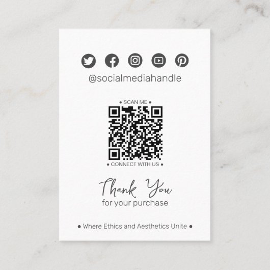 Moderne minimal leaf sociale QR sieraden display K Contactkaartje (Achterkant)