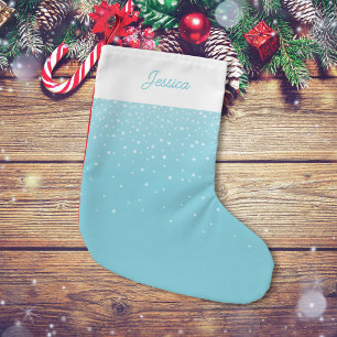 Moderne Minimal Light Pastel Blue Snowy Kleine Kerstsok