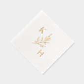 Moderne minimal Mariage Monogramme Feuilles de ver (Droite)