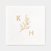 Moderne minimal Mariage Monogramme Feuilles de ver (Recto)