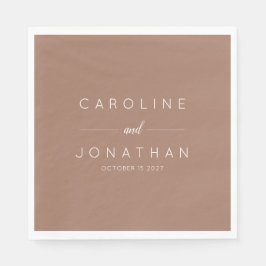 Moderne Minimal Mocha Brown Script Custom Wedding Servet
