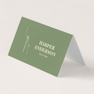 Moderne Minimal Naainaald Logo Groen Custom Visitekaartjes