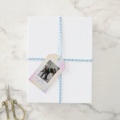 Moderne Minimal Pastel Wavy Guilloché Paar Foto Cadeaulabel (Met Touw)