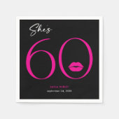 Moderne Minimal Pink Lips Ze is 60 jaar oud Servet (Voorkant)