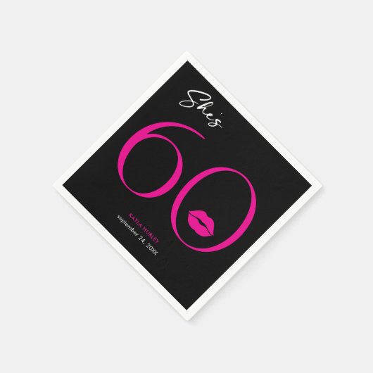 Moderne Minimal Pink Lips Ze is 60 jaar oud Servet (Hoek)