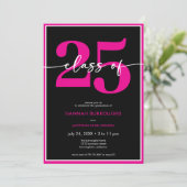 Moderne Minimal Pink Script Graduation Party Kaart (Staand voorkant)
