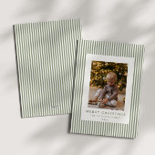 Moderne Minimal Pinstripe Kerstfoto Feestdagenkaart