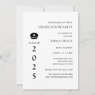 Moderne Minimal Police Officer Graduation Party Kaart