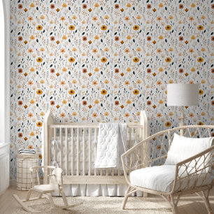 Moderne minimal Schattige Boho Flowers Bloemenkwek Behang