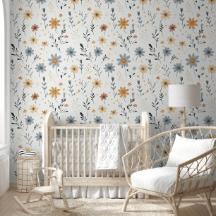 Moderne minimal Schattige Boho Flowers Bloemenkwek Behang