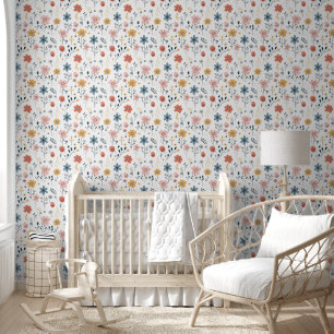 Moderne minimal Schattige Boho Flowers Bloemenkwek Behang