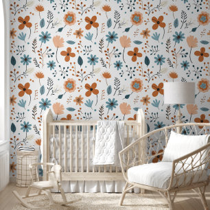 Moderne minimal Schattige Boho Flowers Bloemenkwek Behang
