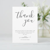 Moderne Minimal Script Bruiloft Feest  Bedankkaart (Staand voorkant)