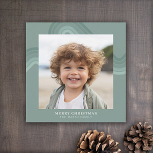 Moderne Minimal Shades of Steel Blue Stripes Foto Feestdagenkaart