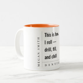 Moderne Minimal Simple Bold Grappig Tandarts Gift Tweekleurige Koffiemok