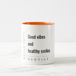 Moderne Minimal Simple Bold Smile Tandarts Gift Tweekleurige Koffiemok