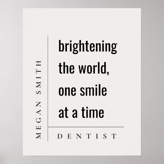 Moderne Minimal Simple Bold Tandarts Gift Poster (Voorkant)