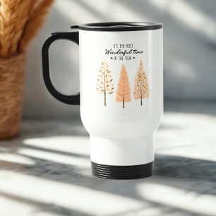 Moderne Minimal Simple Forest Pine kerstboom Reisbeker