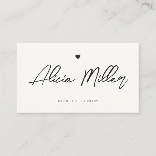 Moderne Minimal Simple Handgeschreven QR Code Hear Visitekaartje (Voorkant)