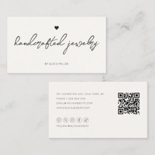 Moderne Minimal Simple Heart QR-code Visitekaartje