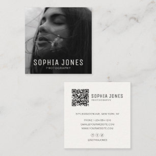 Moderne Minimal Simple Photo QR Code Professional Vierkante Visitekaartje
