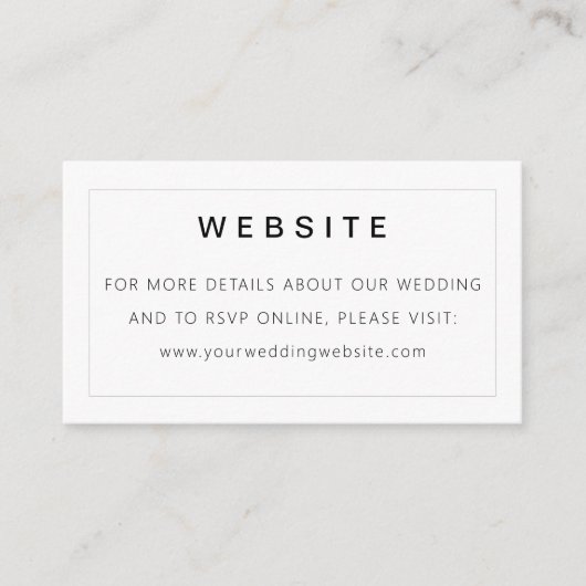 Moderne Minimal Simple Typography Wedding Website Informatiekaartje (Voorkant)