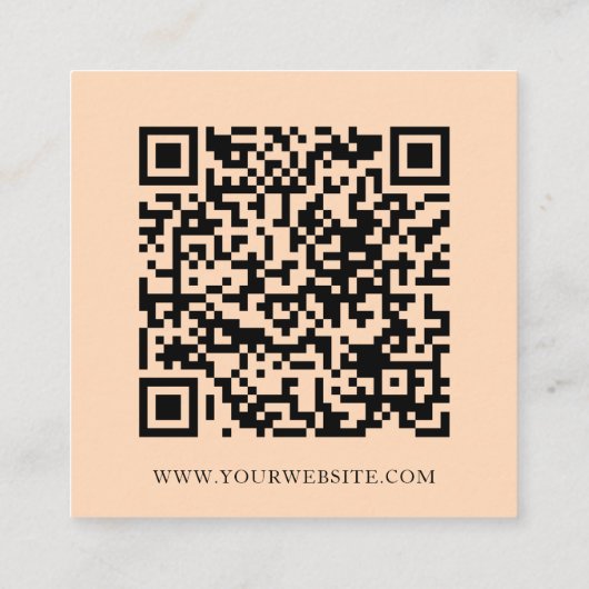 Moderne Minimal Social Media QR Code Bleke Peach Vierkante Visitekaartje (Achterkant)